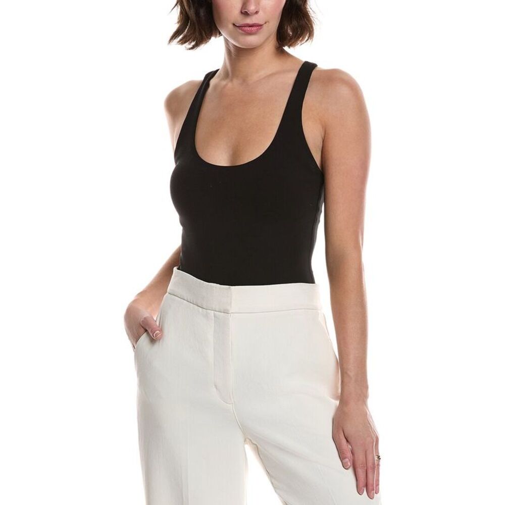 Michael Kors Collection Womens  Racerback Bodysuit, Black
